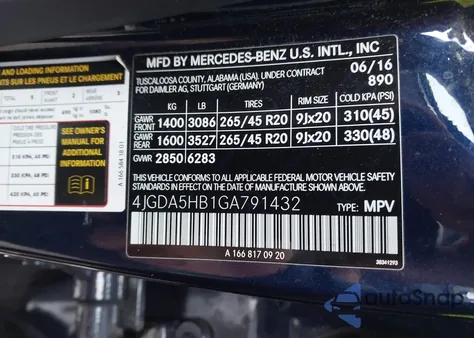 2016 Mercedes-Benz Gle 350 4Matic from USA, damaged, VIN 4JGDA5HB1GA791432